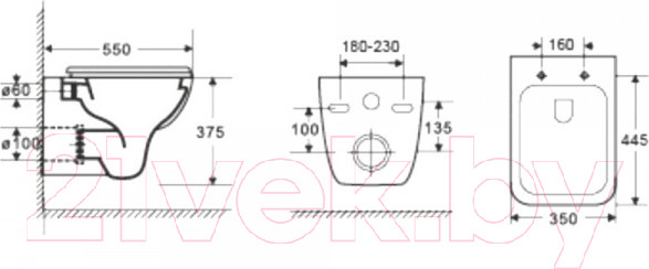 Изображение товара Унитаз подвесной WeltWasser Baarbach 004 GL-WT