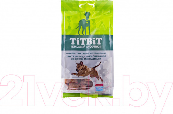 Изображение товара Лакомство для собак TiTBiT Хрустящие подушечки с ягненком и сыром / 12826 (95г)