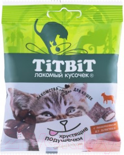 Изображение товара Лакомство для кошек TiTBiT Хрустящие подушечки с паштетом из ягненка / 13885 (30г)