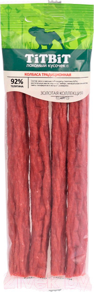 Изображение товара Лакомство для собак TiTBiT Золотая коллекция. Колбаса Традиционная / 18675 (80г)