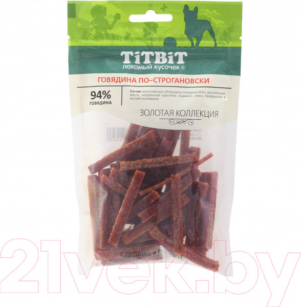 Изображение товара Лакомство для собак TiTBiT Золотая коллекция. Говядина по-строгановски / 18538 (80г)
