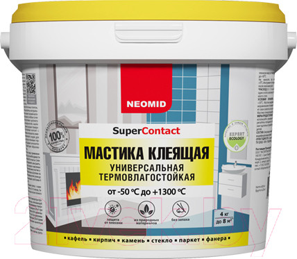 Изображение товара Гидроизоляционная мастика Neomid Клеящая термостойкая универсальная (4кг)