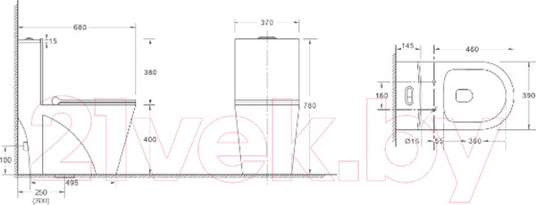 Изображение товара Унитаз напольный WeltWasser Welzbach 001 GL-WT