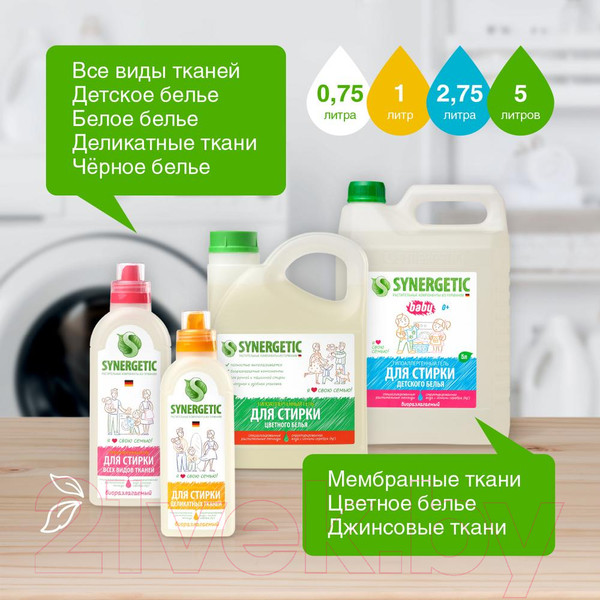 Изображение товара Гель для стирки Synergetic Биоразлагаемый концентрированный для черного белья (2.75л)