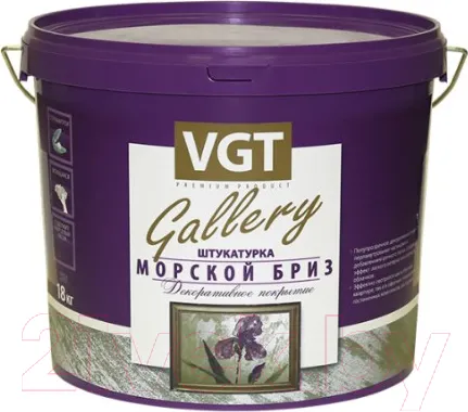 Изображение товара Штукатурка готовая декоративная VGT Морской бриз База (6кг, серебристо-белый)