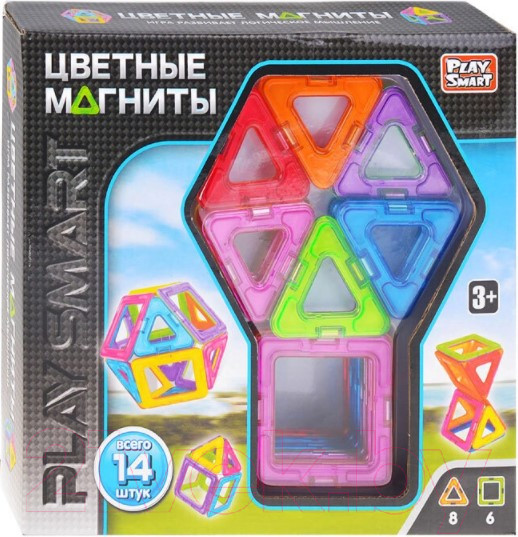 Изображение товара Конструктор магнитный Play Smart Цветные магниты / 2425
