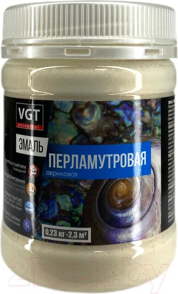 Изображение товара Эмаль VGT ВД-АК-1179 Универсальная Перламутровая (230г, серебристо-белый)