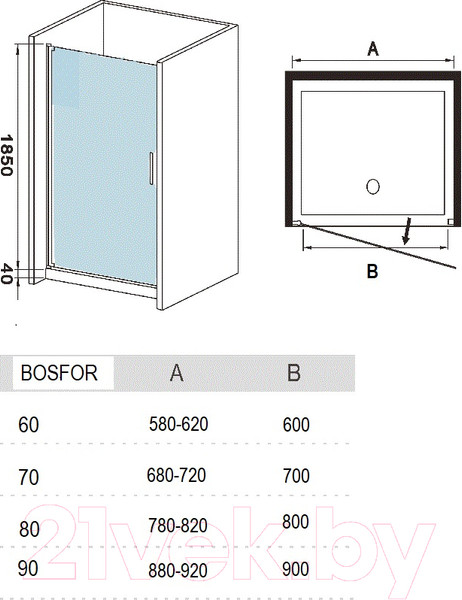 Изображение товара Душевая дверь RIVER Bosfor 80 МТ