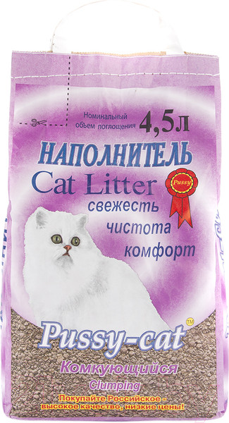 Изображение товара Наполнитель для туалета Pussy-cat Комкующийся (4.5л/2.8кг)