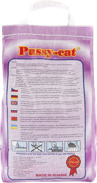 Изображение товара Наполнитель для туалета Pussy-cat Комкующийся (4.5л/2.8кг)