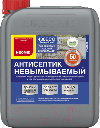 Изображение товара Антисептик для древесины Neomid 430 Eco невымываемый. Концентрат 1:9 (5кг)