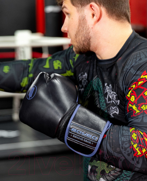 Изображение товара Боксерские перчатки BoyBo Rage (12oz, черный/синий)