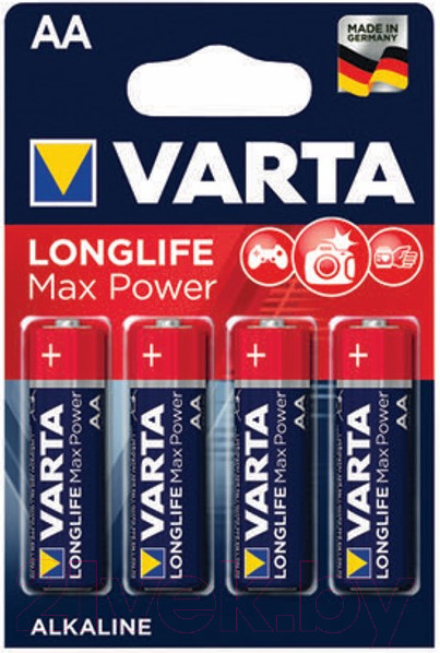 Изображение товара Комплект батареек Varta Longlife Max Power Bli 4 AA / 04706101404 (4шт)