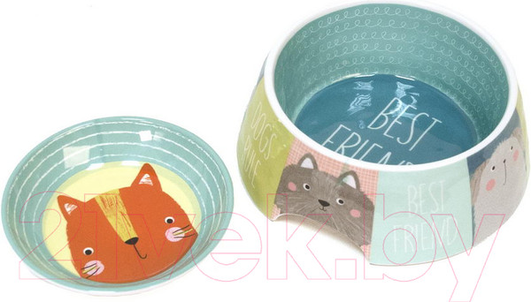 Изображение товара Миска для животных Tarhong Best Friends / TCT3052CSDCF (голубой с рисунком)