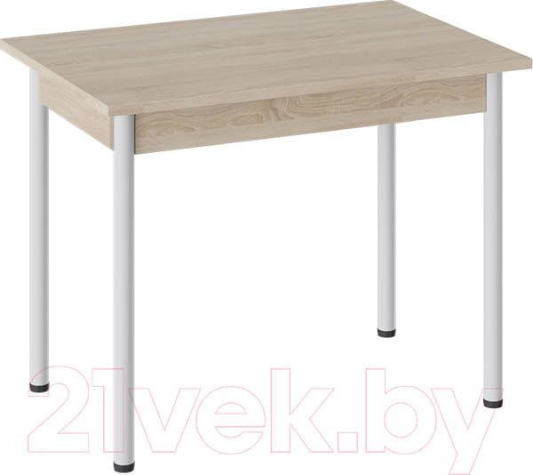 Изображение товара Обеденный стол ТриЯ Родос тип 1 с опорой (белый муар/дуб сонома)