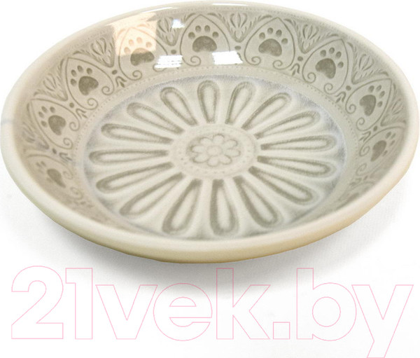 Изображение товара Миска для животных Tarhong Medallion Paw / TCT3052CSMPC (бежевый с лапками)