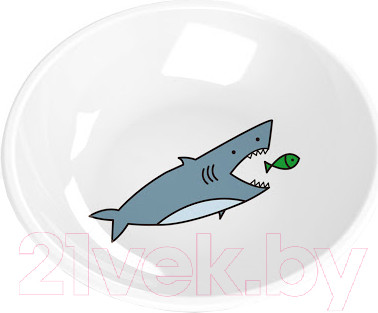 Изображение товара Миска для животных Tarhong Shark / PE20775279 (белый с рисунком)
