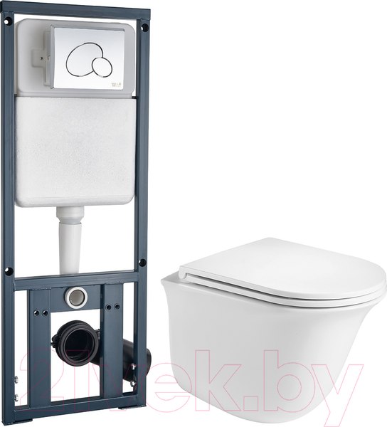 Изображение товара Унитаз подвесной с инсталляцией WeltWasser Telbach 004 GL-WT + Marberg 410 RD 
