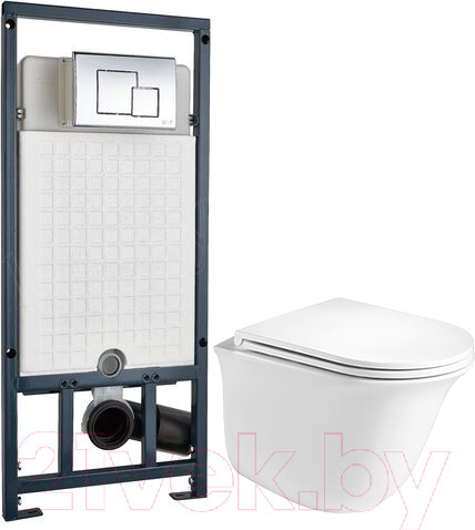 Изображение товара Унитаз подвесной с инсталляцией WeltWasser Telbach 004 GL-WT + Marberg 507 SE