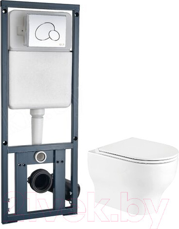 Изображение товара Унитаз подвесной с инсталляцией WeltWasser Erlenbach 004 GL-WT + Marberg 410 RD