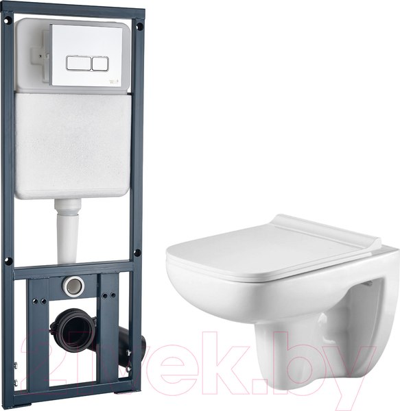 Изображение товара Унитаз подвесной с инсталляцией WeltWasser Kehlbach 004 GL-WT + Marberg 410 SE 