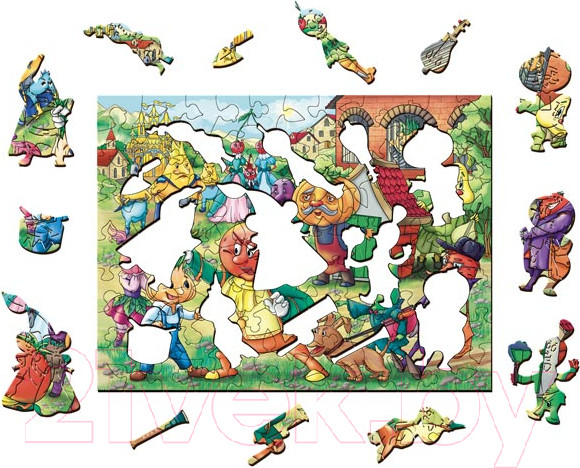 Изображение товара Пазл Нескучные игры Чиполлино. Фигурный деревянный пазл / 8282