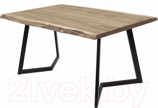Изображение товара Обеденный стол Buro7 Уиллис с обзолом 180x80x74 (дуб беленый/черный)
