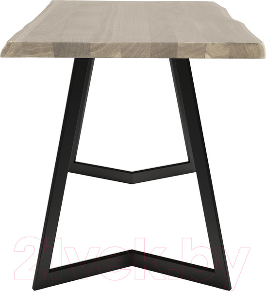 Изображение товара Обеденный стол Buro7 Уиллис с обзолом 180x80x74 (дуб беленый/черный)