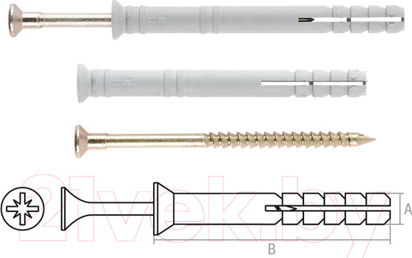 Изображение товара Дюбель-гвоздь Starfix Потайной 10х100 / SMC3-44954-30 (30шт, полипропилен)