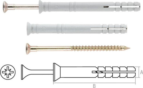 Изображение товара Дюбель-гвоздь Starfix Потайной 10х120 / SMP4-44974-15 (15шт, полипропилен)