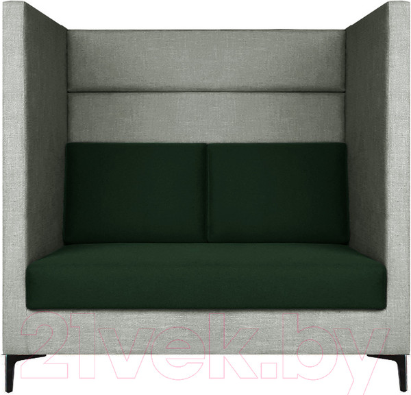 Изображение товара Диван Brioli Дирк двухместный (J20-J8/серый/зеленые вставки)