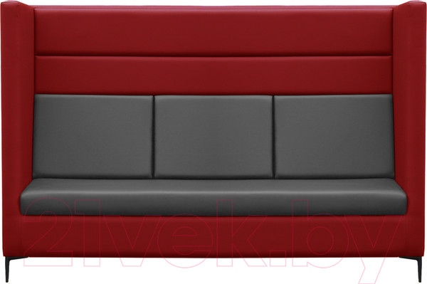 Изображение товара Диван Brioli Дирк трехместный (L19-L20/красный/серые вставки)