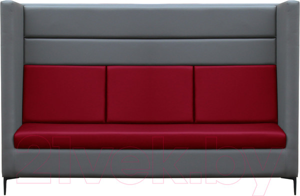 Изображение товара Диван Brioli Дирк трехместный (L21-L16/серый/вишневые вставки)