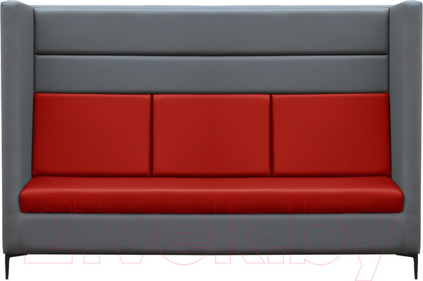 Изображение товара Диван Brioli Дирк трехместный (L21-L19/серый/красные вставки)