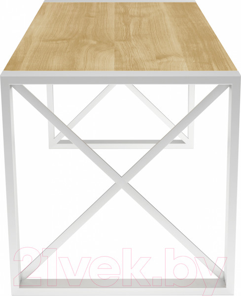 Изображение товара Обеденный стол Buro7 Лофт Классика 110x60x75 (дуб натуральный/белый)