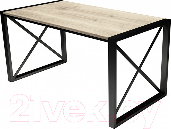 Изображение товара Обеденный стол Buro7 Лофт Классика 150x60x75 (дуб беленый/черный)