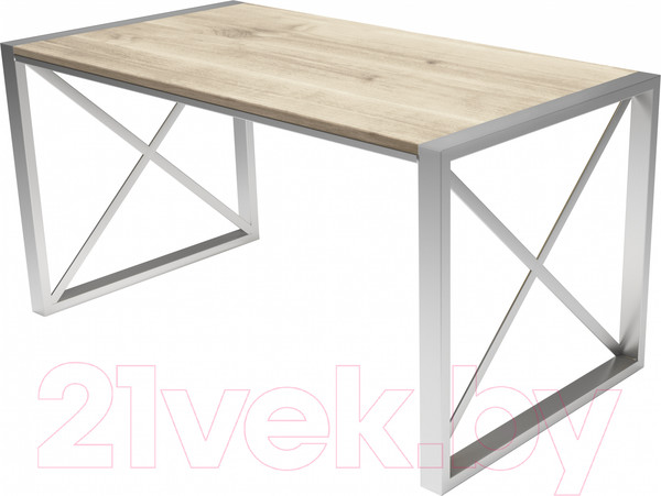 Изображение товара Обеденный стол Buro7 Лофт Классика 150x60x75 (дуб беленый/серебристый)