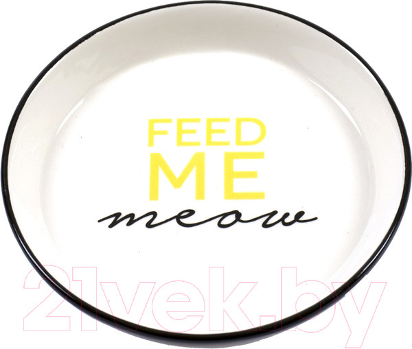 Изображение товара Миска для животных Duvo Plus Feed Me Meow / 10279/DV (черный/белый)