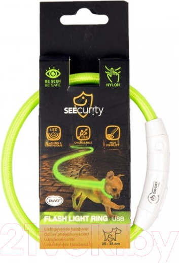 Изображение товара Ошейник Duvo Plus 1270007/DV (нейлоновый, светящийся, зеленый)