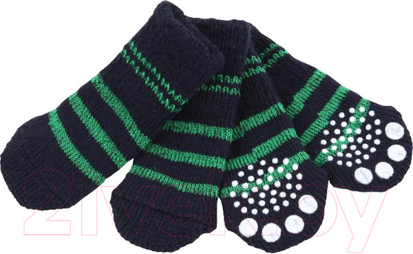 Изображение товара Носочки для животных Puppia Nitty-Gritty / PAND-SO1176-NY-M (синие с зелеными полосками)