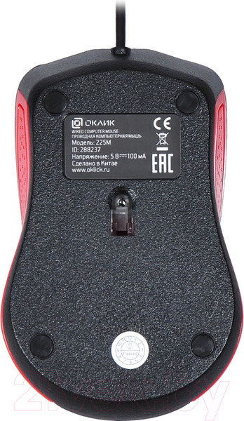 Изображение товара Мышь Оклик 225M (черный/красный)