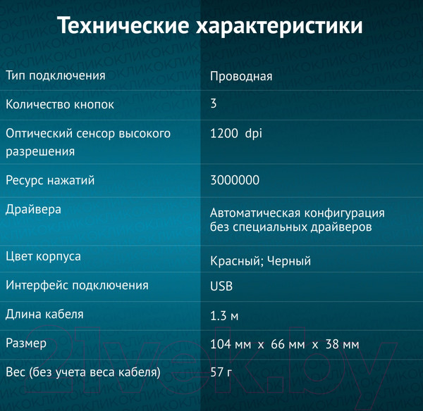 Изображение товара Мышь Оклик 225M (черный/красный)