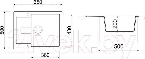 Изображение товара Мойка кухонная Longran Amanda AMG650.500 (саббиа)