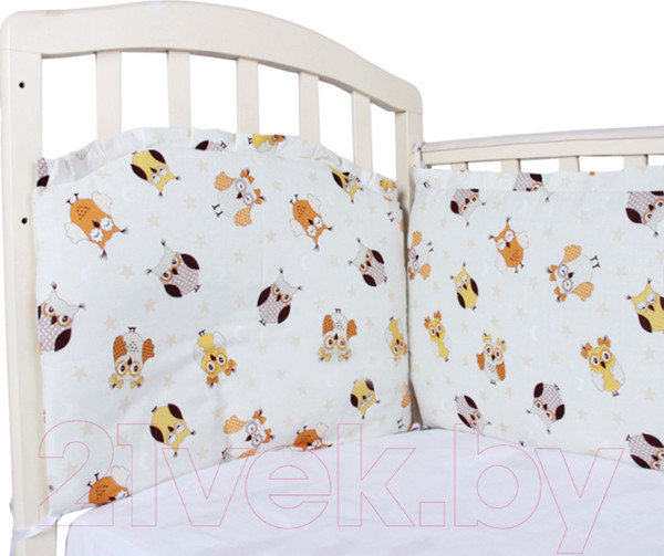 Изображение товара Бортик в кроватку Alis 360x40 со съемными чехлами (бязь, бежевый)