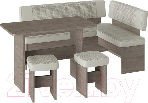 Изображение товара Уголок кухонный мягкий ТриЯ Дублин (дуб сонома/трюфель/кожзам светлый/ткань светлая)