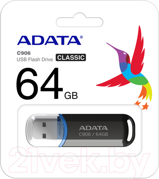 Изображение товара USB flash накопитель A-data Classic C906 (64GB, черный)
