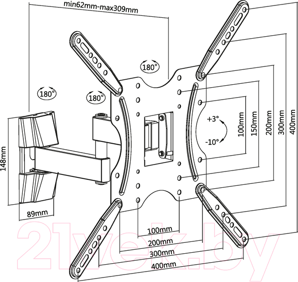 Изображение товара Кронштейн для телевизора Ultramounts UM 903 (черный)