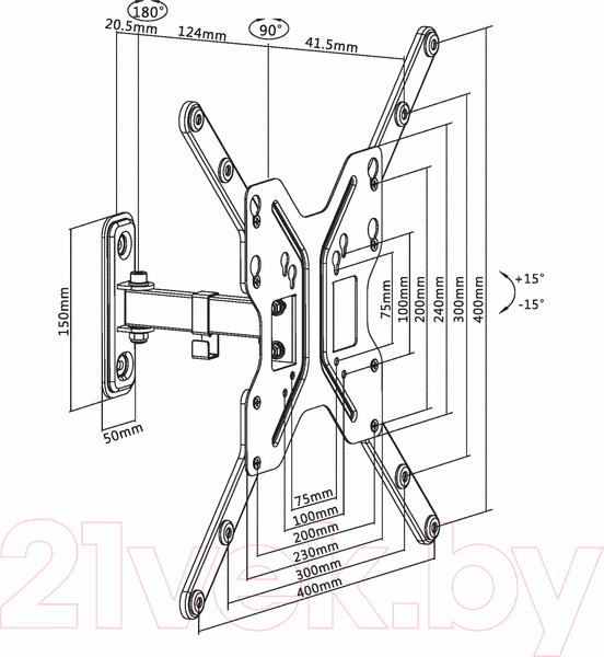Изображение товара Кронштейн для телевизора Ultramounts UM 902 (черный)