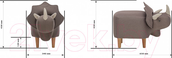 Изображение товара Пуф Импэкс Leset Dino Combi (рогожка Milos 16/Milos 02)