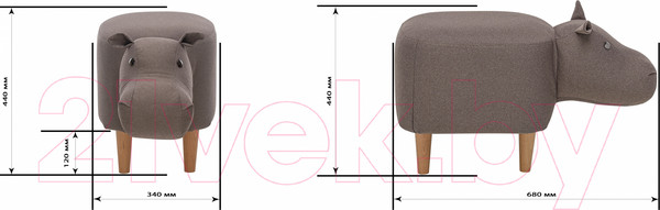 Изображение товара Пуф Импэкс Leset Hippo Combi (рогожка Milos 16)